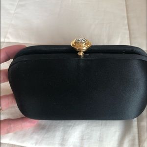 Silk black evening clutch bag